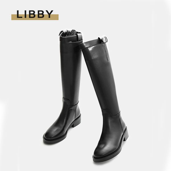 

women boots winter warm 2020 over-the-knee boots fashion buckle black long boots flat female shoes big size 33-43 footwear lj201201