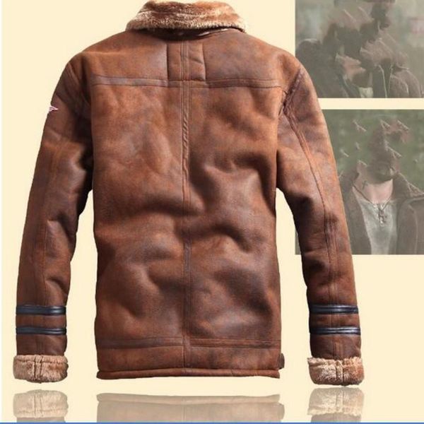 

men's jackets 2021 winter fashion mens stand collar coats thick fur lining suede leather warm jacket vintage coat, Black;brown