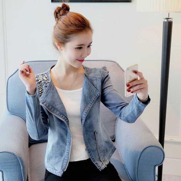

short diamond denim jacket women 2020 casual blue slim female jeans jackets coat women jaqueta feminina da451, Black;brown
