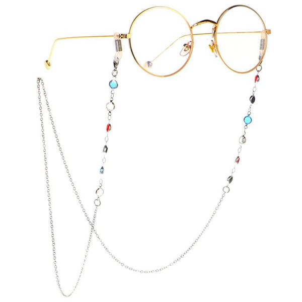 

celebrity same style glasses chain chic women sunglasses chains reading color beaded glasses chain eyewear cord lanyard necklac, Silver