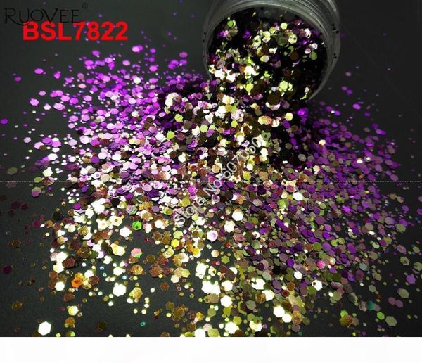 

8colors chameleon glitter mixed metallic luster hexagon shape nail art for craft decorations makeup facepainting diy accessories, Silver;gold