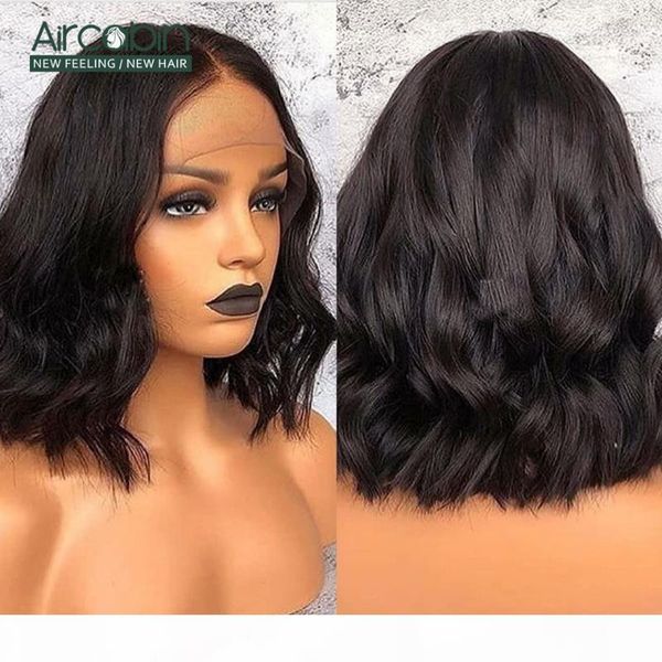 

aircabin 13x4 13x6 lace frontal bob wigs body wave brazilian human hair 8"-16" short lace bob wig for black women hair non-remy, Black;brown