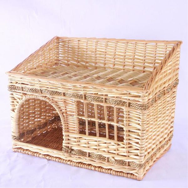

600 new universal cat nest rattan cat bed willow double-layer villa type pet nest house removable house1