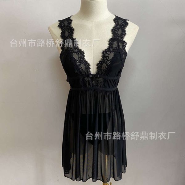 

back mh 5071 slit skirt new cht lace nightdrs underwear, Black;white