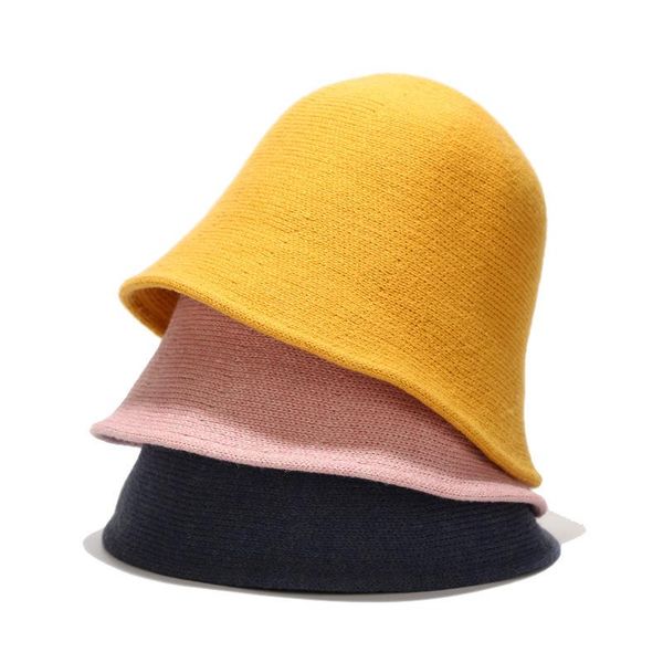

solid color warm winter women's bucket hat for female felt wool hat for girl autumn fashion black hip hop outdoor fishing cap, Blue;gray