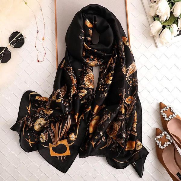 

scarves yulaili 2021 fashion printing summer silk scarf ladies beach black red white pink wraps and shawls female gift wholesale, Blue;gray