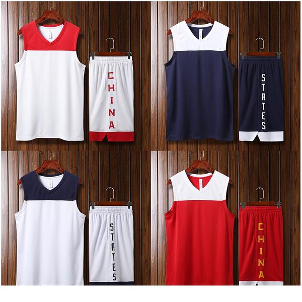 

men basketball set uniforms kits 2019 big size college basketball jerseys sports suits diy customized training suits wea bbyywc, Black