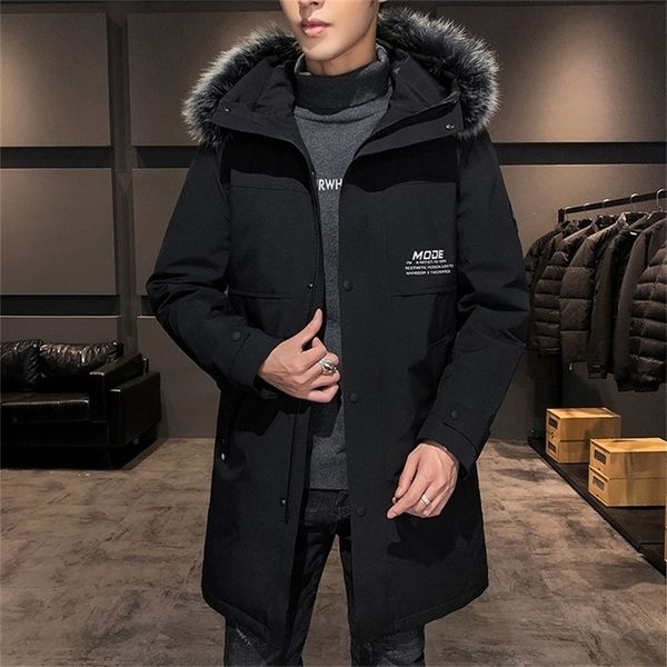 

down jacket winter new trend handsome fashion youth thickened men's coat 201223, Black