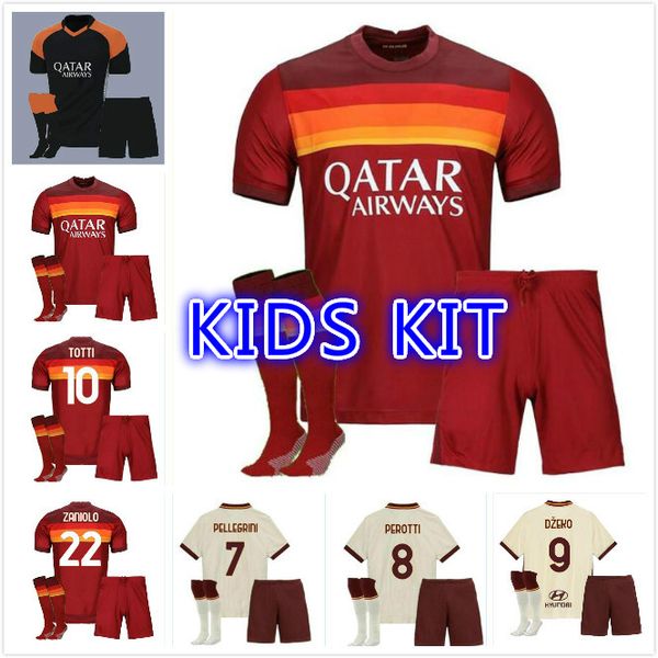 

kids kit 20 21 soccer jersey zaniolo kolarov kluivert football shirt pellegrini manolas camiseta de fútbol dzeko kluivert maillot foot, Black