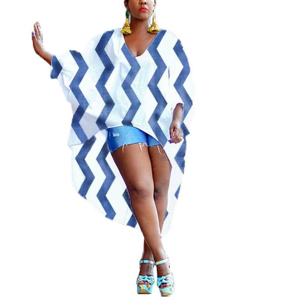 

2021 autumn new blouse long geometric print batwing sleeve v neck causal loose fashion street wear afrcian shirts hot, White