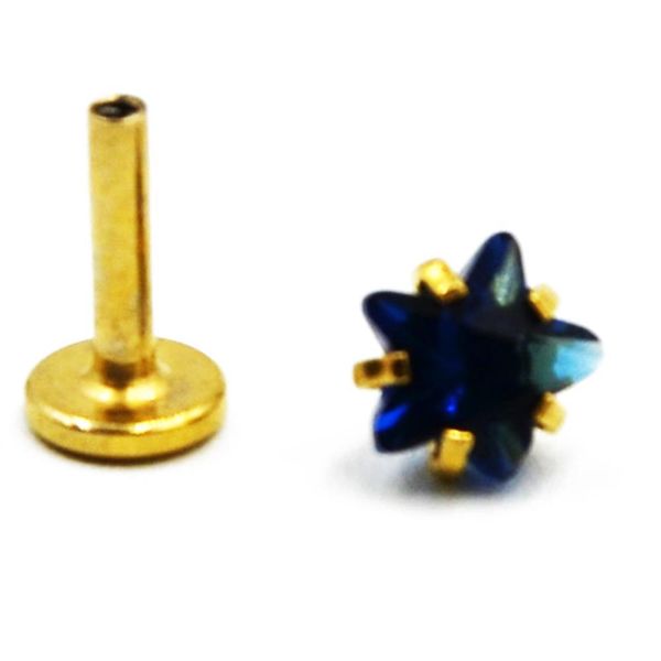 

bog-1pcs gold plate star gem zircon labret blue satr ear tragus cartilage earring body piercing jewelry for women q bbyuui, Silver