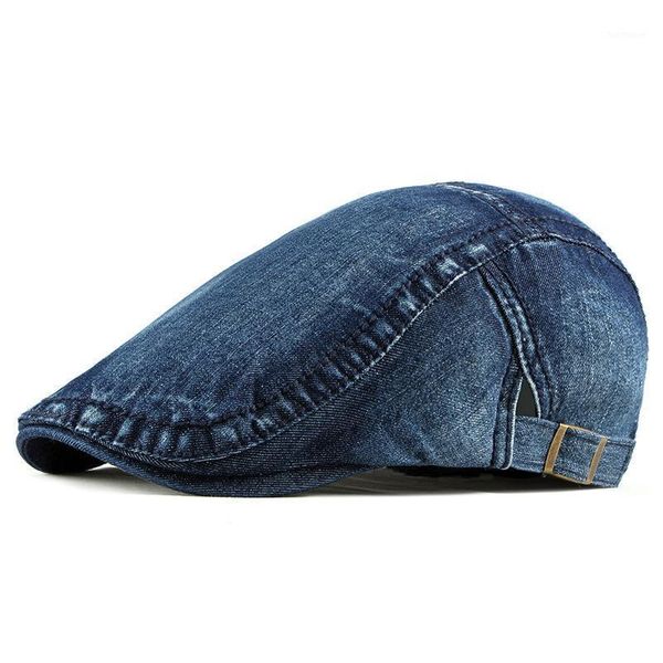 

berets spring autumn men women cap hat retro denim beret cap artist painter beret hat adjustable ivy newsboy flat men zz-4291, Blue;gray