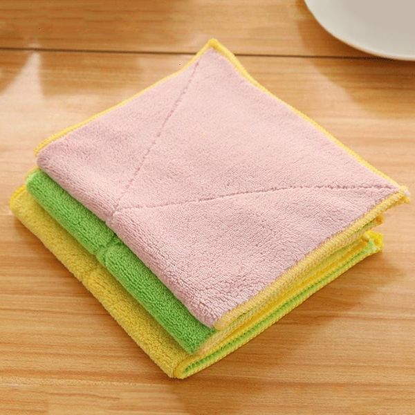 

factory price dish household cloth cloths 5 bamboo color fiber washing towel magic kitchen cleaning wiping rags