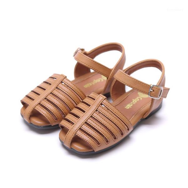 

girls sandals summer fashion solid color princess shoes flat cut-outs kids sandals for girls dancing shoes sgf0631, Black;red