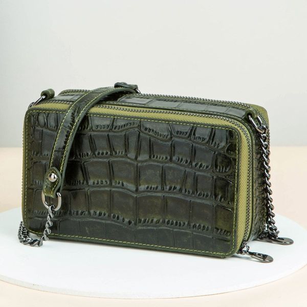 

fashion women's shoulder bag multifunctional mini hippon personalized dark green alligator leather women's shoulder bag