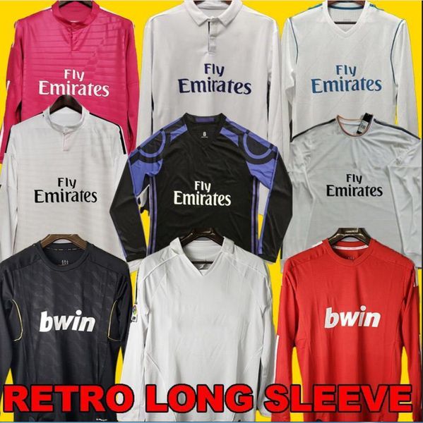

zidane 5# retro 10 11 12 soccer jersey long sleeve guti ramos mcmanaman 17 18 ronaldo zidane beckham 06 07 raul redondo, Black;yellow