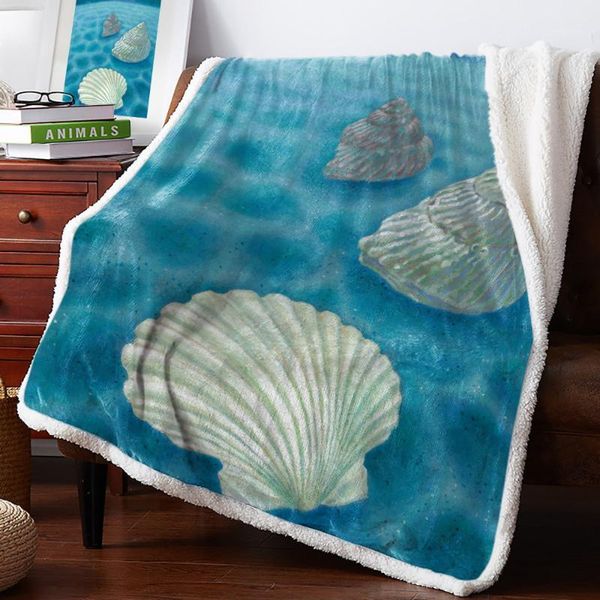 

bighouses throw blanket summer shell conch sea fleece blankets personalized blankets bedclothes1