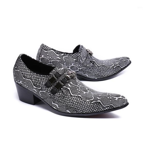 

snake prints men's shoes wedding genuine leather fashion pointed toe crocodile pattern 2020 men high heel dress shoes size us121, Black