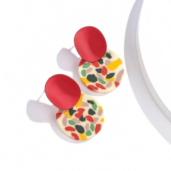 

dangle & chandelier aensoa unique design colorful round polymer clay drop earrings sweet candy color for women party jewelry female 2021, Silver