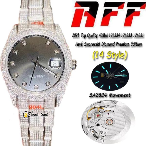 

2021 rff 40mm 126334 126333 silvery dial sa2824 automatic 126331 mens watch 904l steel iced out full diamond watches shine_time, Slivery;brown