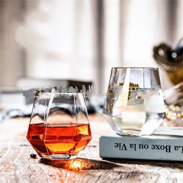 

hexagon glass wine cup household water coffee mug geometry cold drink juice universal tumber environment friendly 6sm f2