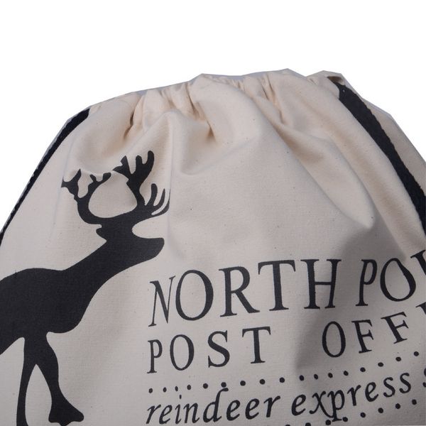 

large new organic heavy christmas gift bag with reindeers santa claus sack bags drawstring canvas