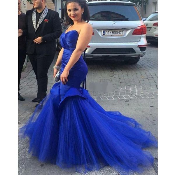 

royal blue mermaid prom dresses 2021 sweetheart tulle plus size formal evening long graduation gowns customize robe de soirée, Black