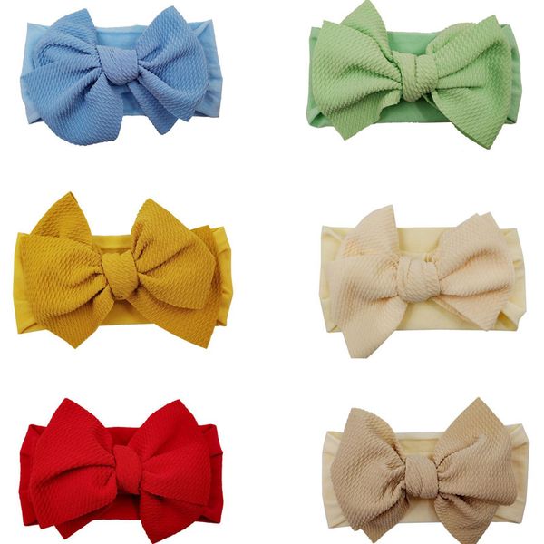 

baby kids big bowknots turban elastic headbands toddler girl hairbands solid color headwear fashion accessories, Silver