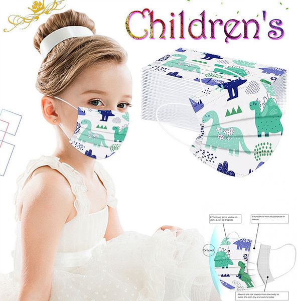 

2020 new cartoon dinosaur kid mask personality disposable dustproof and breathable three-layer protective cover ship