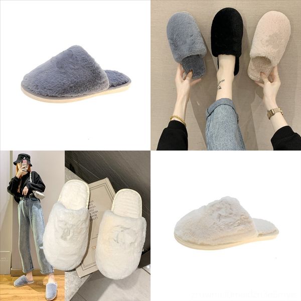 

wrcam fur house men's shoes home plush schinelo masculino home floor slipper cute plush ball indo slippers slippers lovers men adult, Black