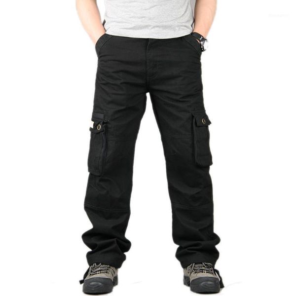 

new men's cotton loose man camouflage tactical fatigues cargo pants men trousers large size pants plus size 401, Black