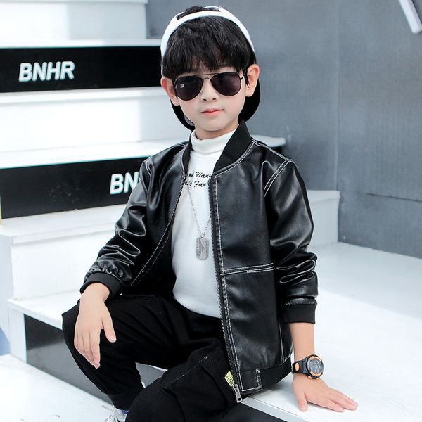 

boys' thick fur plush coat fall / winter 2020 new children's pu jacket, Blue;gray