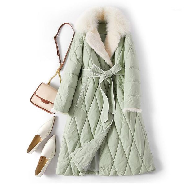 

real fur collar winter down jacket women 90% white duck down coat collar female long feather puffer jacket overcoat1, Black