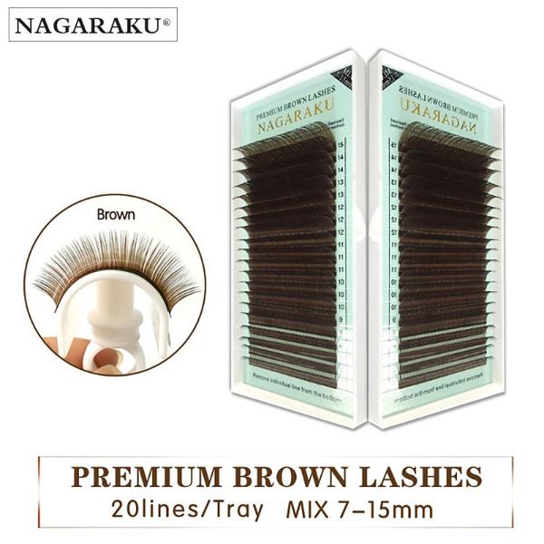 

nagaraku mix brown color eyelashes makeup maquiagem mix 7-15mm 20 lines soft natural eyelash extension