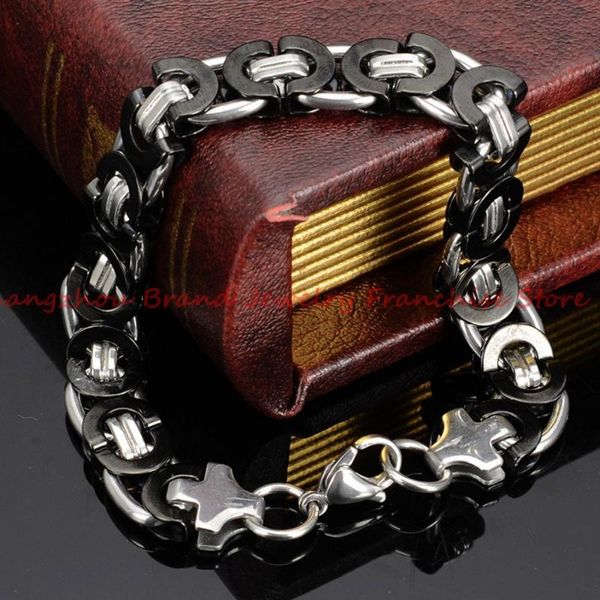 

7"-11" exquisite classic 6/8/10mm byzantine chain cool men's 100% fine 316l stainless steel wristband bangle chain bracelet, Black