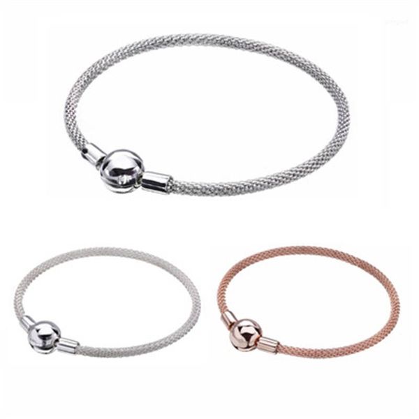 

charm bracelets 100% 925 sterling silver rose gold color bracelet for women bangles pulseira masculina bileklik mujer feminina1, Golden;silver
