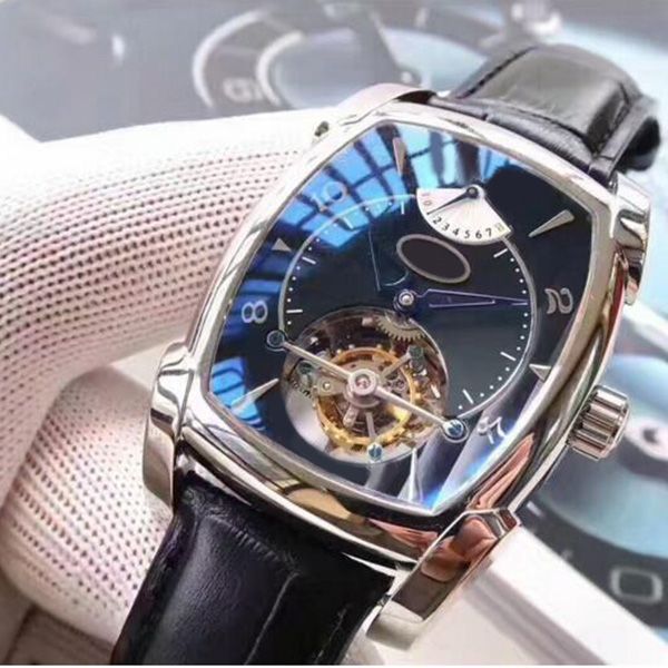 

brighter offers 37 mm blue dial mechanical watch core back cover sapphire crystal mirror waterproof 50m men's watch, Slivery;brown