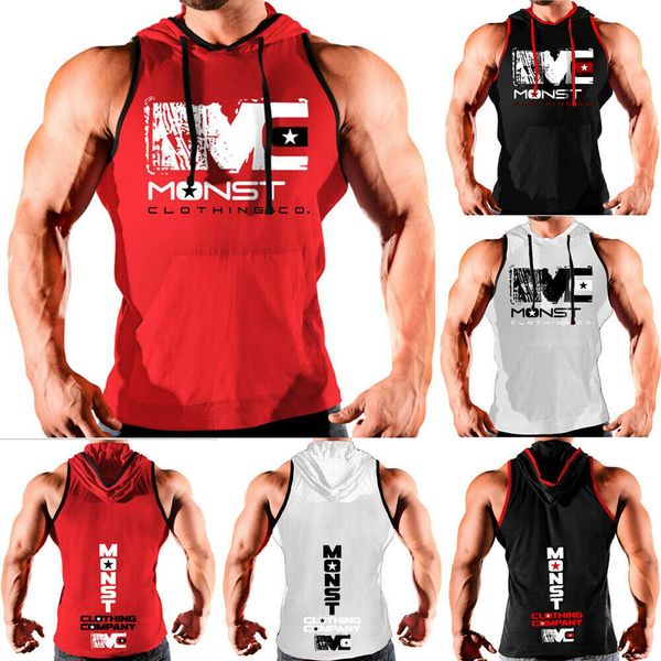 

solid sleeveless mens bodybuilding tank gym t-shirt muscle sports fitness vest, White;black