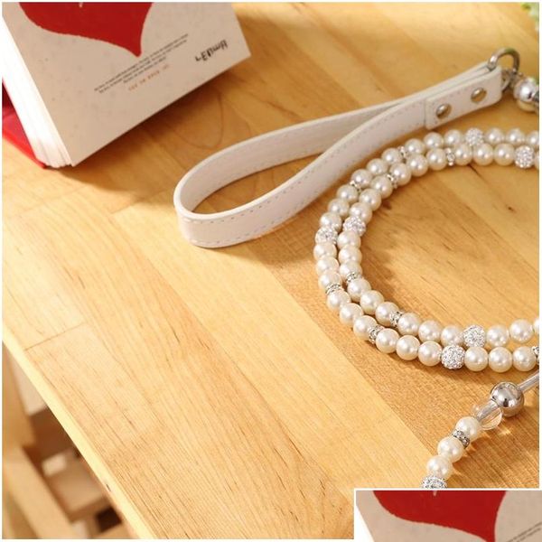

moccapet ]new silver pearl pet collar leash set dog collar dog leash pet supplies dog coll jllybv lucky2005