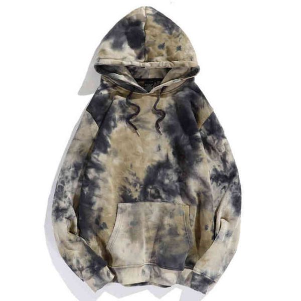 

brand designer tie-painted hoodies men women fleece harajuku sweatshirts herfst winter hooded truien couple losse streetwear, Black