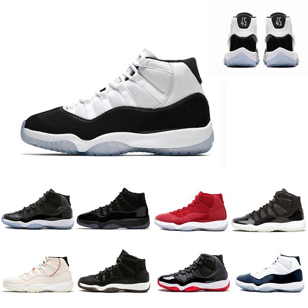 

concord 45 prom night 11s 11 cap and gown men women basketball shoes grey suede bred space jam trainers sports sneakers, White;red