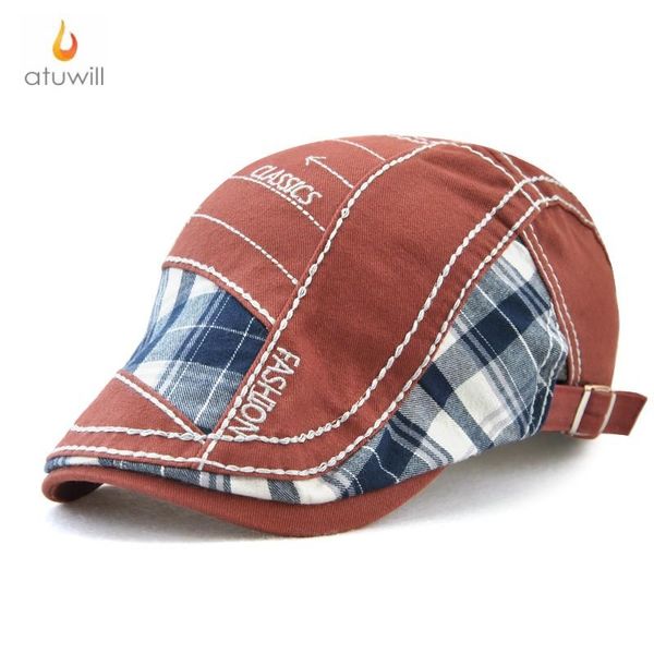 

berets atuwill plaid cotton hat flat caps for men peaky blinders women boina hombre feminina boinas para homens, Blue;gray