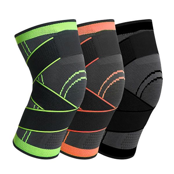 

waist support sports compression knitted knee pads running cycling basketball breathable straps outdoor fitness climbing protective g, Black;gray