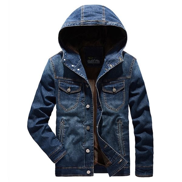 

autumn jacket men military jeans jacket hooded single breasted denim coat windbreaker men cotton jacket chaquetas hombre m-4xl 201218, Black;brown