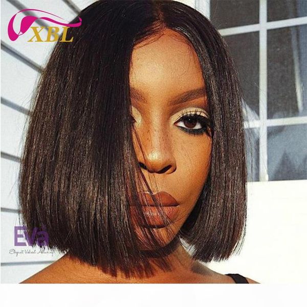 

peruvian straight human hair lace front wigs short bob lace wigs for women with baby hair in stock, Black