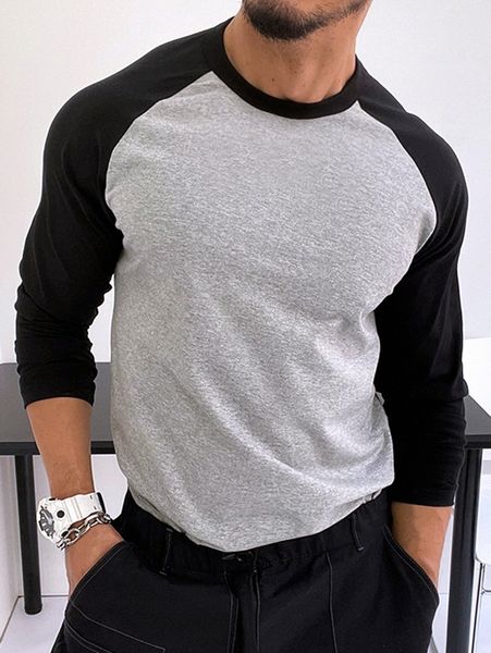 

men color block raglan sleeve tee g79b#, White;black