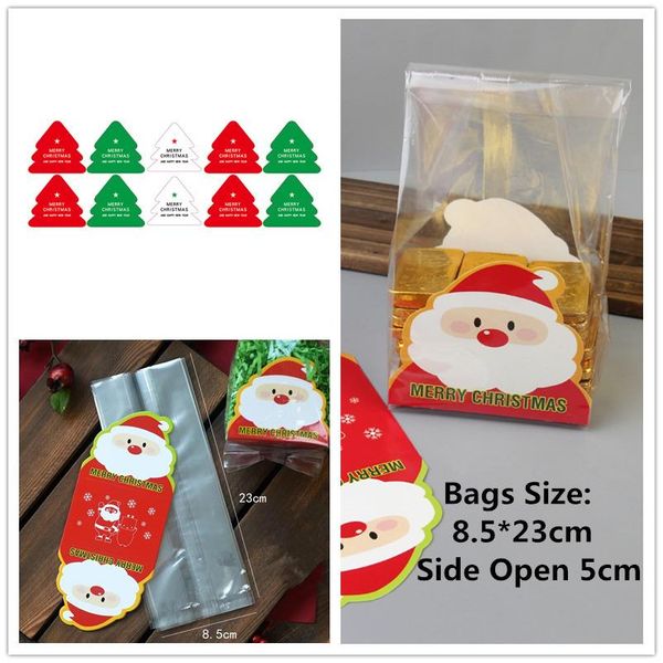 

50 шт. счастливого рождества украшения подарок мешок коробки для конфеты cookie santa claus упаковка пластиковые пакеты подушка бумаги короб
