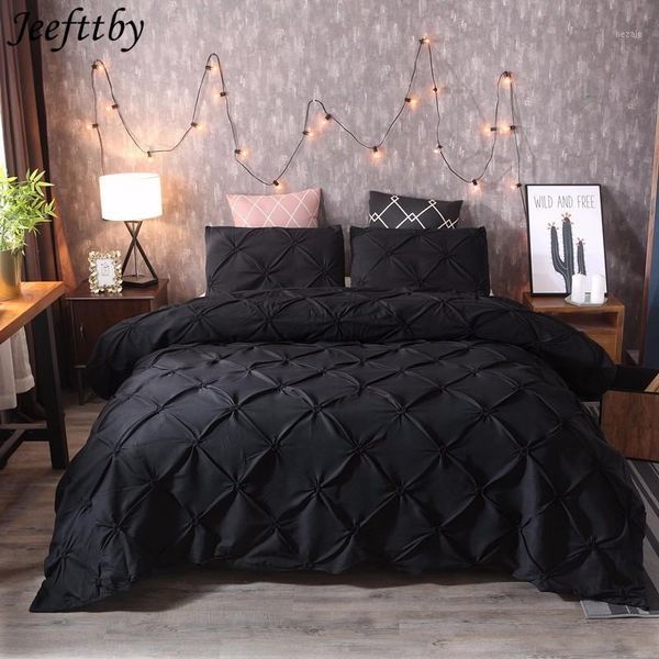 

black duvet cover set pinch pleat 2/3pcs twin/queen/king size bedclothes bedding sets home l use(no filling no sheet)1