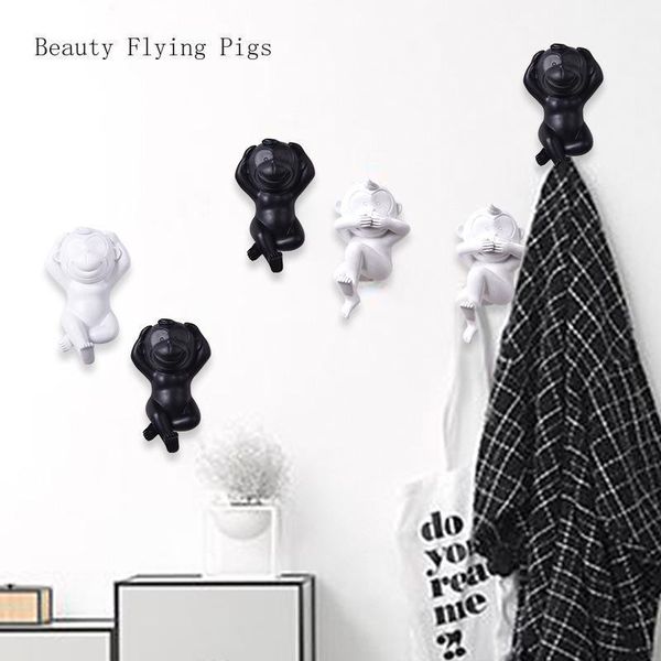 

direct sales new creative cute animal small monkey feet home living room bedroom door behind the wall hook bar wall decorations1
