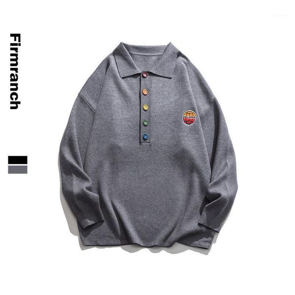 

firmranch new men/women spring/autumn/winter classic vintage shirt collar knitwear ins popular sweater casual loose hoodies1, White;black